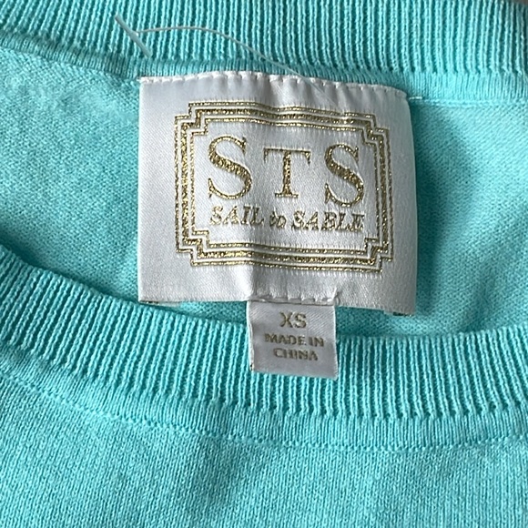 Sail to Sable STS Aqua Blue Flattered in Fringe Summer Sweater - Picture 7 of 8